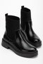 Women's Black Elastic Side Strap Thick Sole Boots - 2