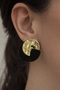 Black Gold Color Double Circle Figured Forged Metal Earrings Modern Wholesale Accessory - 3