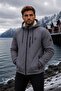 Men's Fur Lined Water Repellent Hooded Zippered Winter Raincoat Jacket - 3