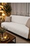 Premium Chenille Jacquard Woven Bearded Cream Color Sofa Cover 175X210