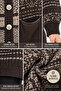 Women's Plush Hooded Patterned Knitted Cardigan Brown - 6
