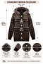 Women's Plush Hooded Patterned Knitted Cardigan Brown - 8