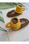 Coffee Cup Figured Knitted Handmade Antiallergic Gift Children's Hair Accessory 2-Piece Snap Knitted Buckle - 5