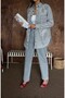 Women's Front Beaded Embroidered Denim Oversize Shirt - 7