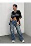 Women's Coffee Tinted Dark Blue High Waist Wide Leg Denim Jeans