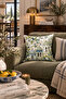 Palazzo Botanik 1 Piece Throw Pillow Cover Navy Blue White Green Floral and Geometric Patterned Decorative Double Sided Digital Printing Hidden Zipper - 2