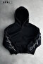 Typographic Handwritten Printed Black Unisex Oversize Cardigan - 2