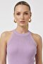 Women's Stoned Ribbed Halter Neck Crop Blouse - 2