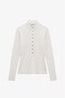 Ecru Doria High Collar Snap Fastener Sweater