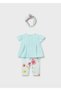 Newborn Baby Girl Floral Leggings Set Blue - 2