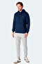 Moonlight I Men's Hooded Dark Navy Blue Sweatshirt - 8