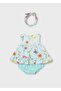 Newborn Baby Girl Combed Cotton Set and Headband Set Blue