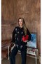 Women's Shirt with Bead Embroidery on Front and Sleeves, Standard Pants Size Suit