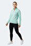 Maxis I Women's High Collar Zippered Turquoise Sweatshirt - 5