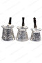 Copper Coffee Pot Set of 3 with Flower Engraving, Tin-Plated - 2