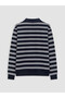 Navy Blue Polo Collar Striped Boy's Sweatshirt - 4