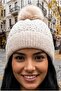 Women's Pompom Sparkling Knitwear Beanie Lined Winter Beanie - 3