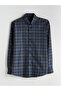 Navy Blue Regular Fit Long Sleeve Plaid Men's Shirt - 5