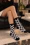 Black and White Checkered Patterned Unisex Socks - 3