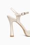 Women's Beige Satin Platform Heeled Shoes - 4