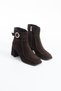 Averon Women's Genuine Leather Suede Heeled Brown Boots