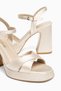 Women's Beige Satin Platform Heeled Shoes - 6