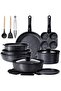 GiPP Ceramic Coating Pots and Pans Set Non Stick, 21Pcs Nonstick Detachable Handle Cookware Sets, No