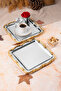 2-Piece Luxury Gold Rose Plastic Framed Square Engagement, Dowry, Coffee, Tea Presentation Serving Tray Plastic Frame