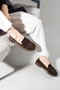 Riviera Genuine Leather Suede Casual Women's Brown Loafer - 5