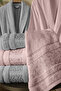 Fiesta Gold 6 Piece 100% Cotton Ring Yarn Jacquard Detailed Boxed Family Bathrobe Set Size L - 2