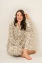 Women's Patterned Cream Shirt Pajama Set Pc9276-S-V1 - 2