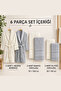 Fiesta Gold 6 Piece 100% Cotton Ring Yarn Jacquard Detailed Boxed Family Bathrobe Set Size L - 2