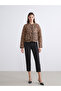 Alita City Lcw Vision Brown Oval Collar Leopard Print Women's Coat with a Difference. - 2