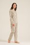 Women's Patterned Cream Shirt Pajama Set Pc9276-S-V1 - 5