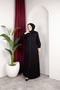 Winter Chenille Fabric Detachable Hooded Stone Detailed İclal Ferace (Black) - 6