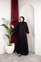Winter Chenille Fabric Detachable Hooded Stone Detailed İclal Ferace (Black) - 8