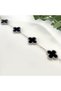 Stainless Steel Clover Bracelet Black Silver - 3