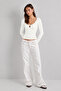 Window Detail Gathered Collar Long Sleeve Viscose Blouse - 3