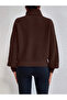 Women's Coffee-Beige 2-Pack High-Neck Oversize Knitwear Sweater Ribbed Flowy Soft Textured Cotton Turtleneck - 4