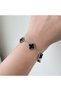 Stainless Steel Clover Bracelet Black Silver