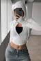 Zippered Hooded Slim Ribbed Blouse