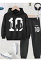 Messi Printed Boys' Tracksuit Set, 3-Thread Shardoon Fabric