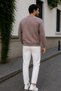 Men's Brown 3 Thread Crew Neck Sweat Soft Puff Fabric - 6