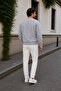 Men's Gray 3 Thread Crew Neck Sweat Soft Puff Fabric - 6