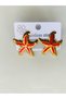 Steel Earrings - Starfish Red Minel Gold Earrings - 5