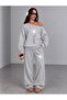 Drawing Flower Printed Women's Boat Neck Top/Sweatshirt Track Suit Set