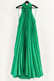 Halter Neck Satin Dress Green
