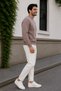 Men's Brown 3 Thread Crew Neck Sweat Soft Puff Fabric - 5