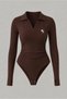 Polo Collar Lycra Flexible Snap Fastener Premium Bodysuit Long Sleeve