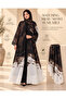 Luxury Abstract Print Open Abaya with Matching Hijab/Shawl – Black, Mocha & Ivory - 4